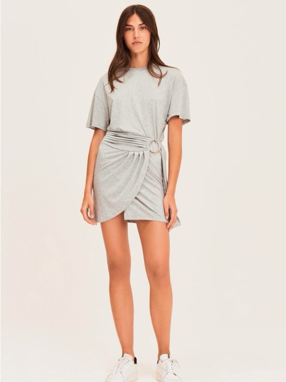 ba&sh Heather Erika Gray Mini Dress with Ring Tie Detail